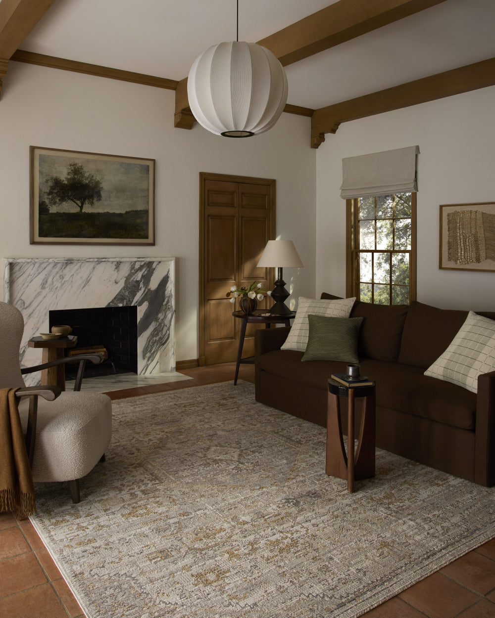 Loloi Milena MLE-09 Ivory / Ochre Area Rug Lifestyle Image Feature
