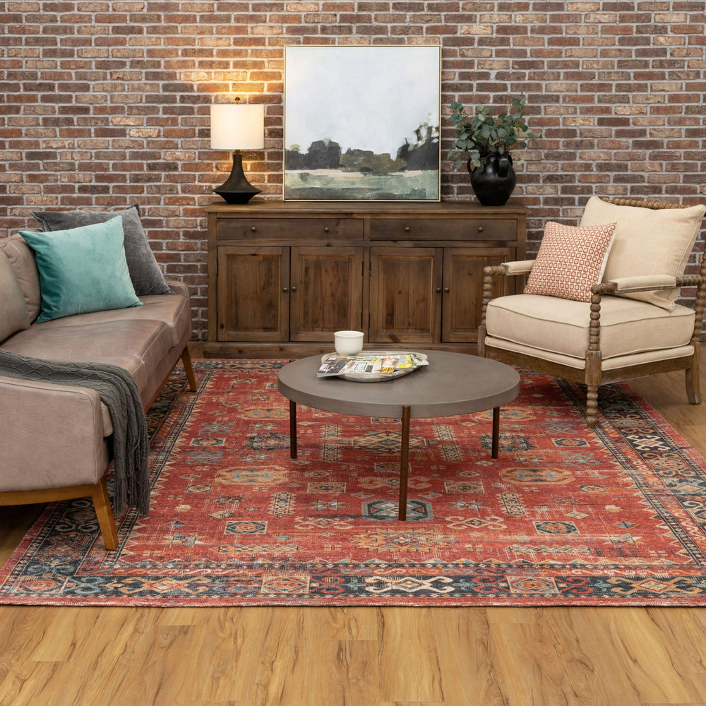 Karastan Zula Mombasa Red Area Rug Lifestyle Image Feature