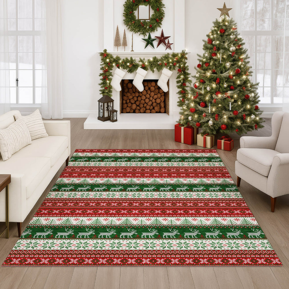 Dalyn Merry and Bright MY9 Red Machine Washable Area Rug Lifestyle Image Feature