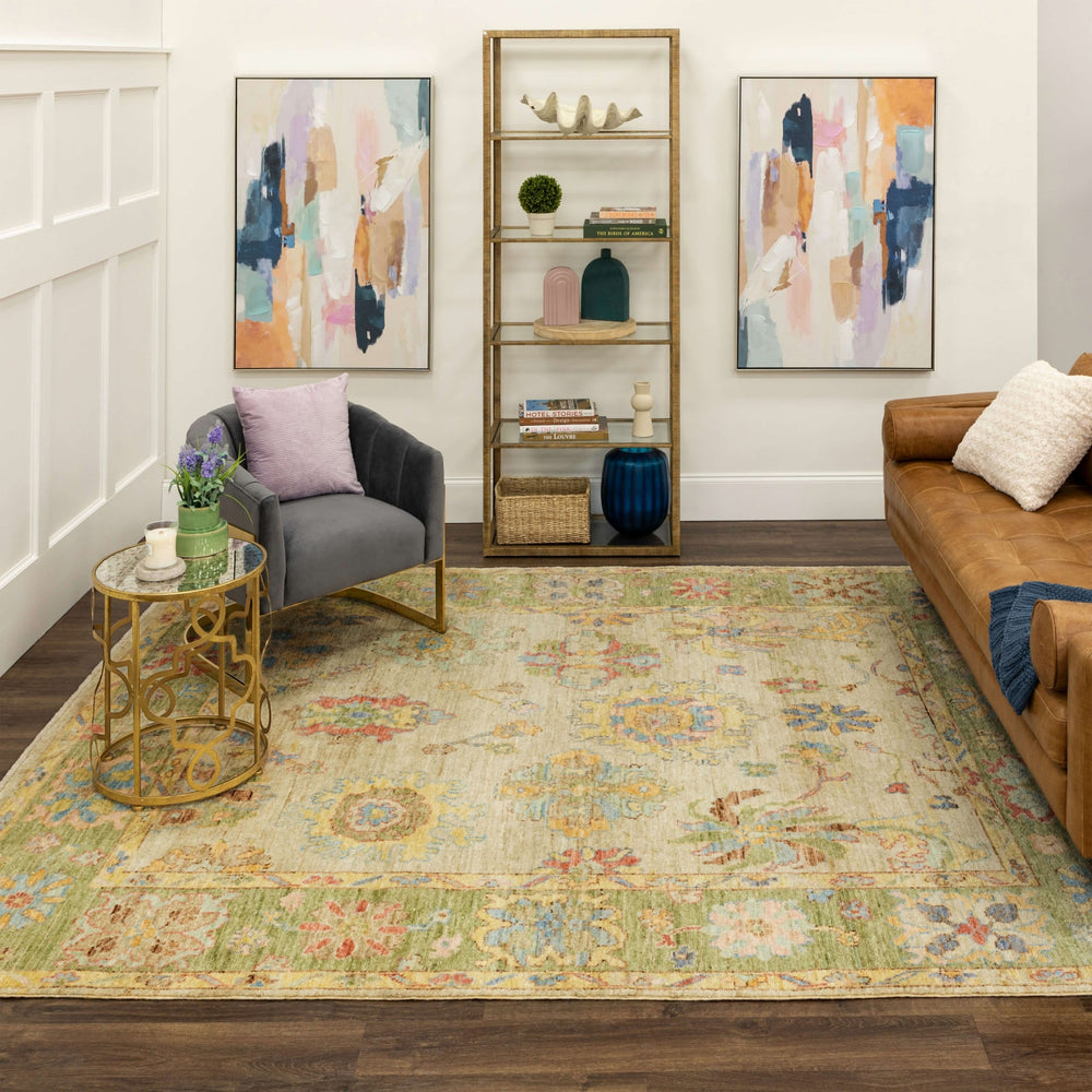 Karastan Mystique Beige Area Rug Lifestyle Image Feature