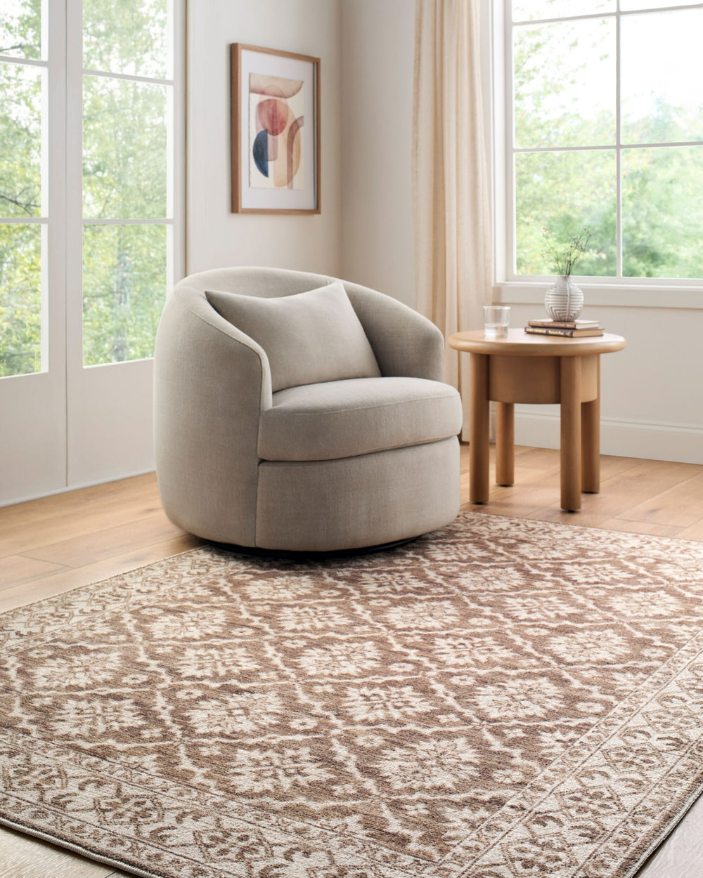 Nabela Noor Home x Livabliss Aram NBAR-2306 Dark Brown Area Rug Style Shot Feature