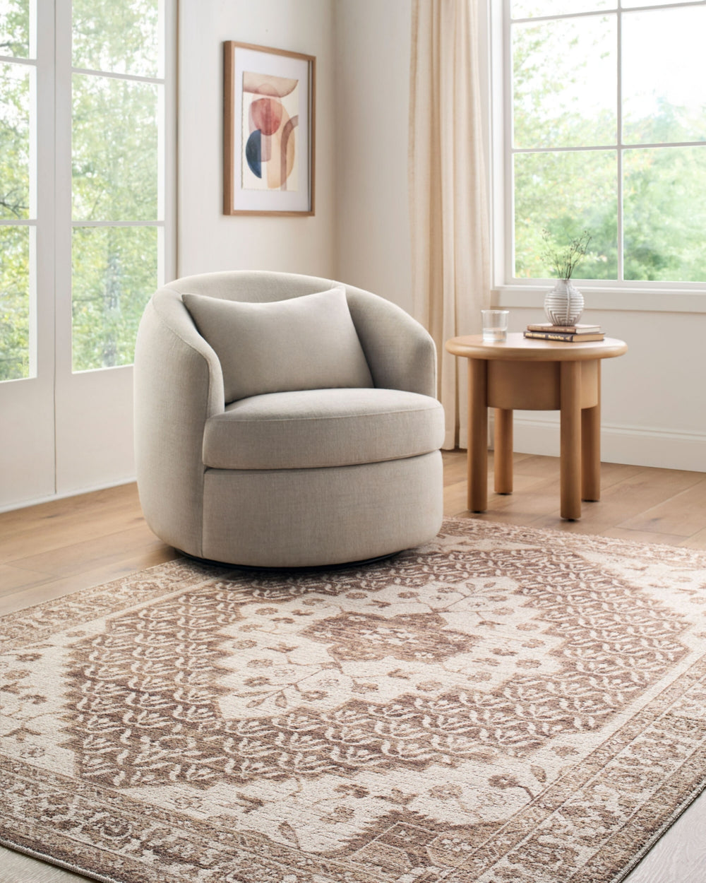 Nabela Noor Home x Livabliss Athiyo NBAT-2305 Dark Brown Area Rug Style Shot Feature