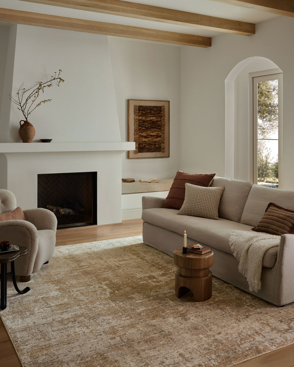 Loloi II Nellie NEL-03 Stone / Taupe Area Rug Lifestyle Image Feature