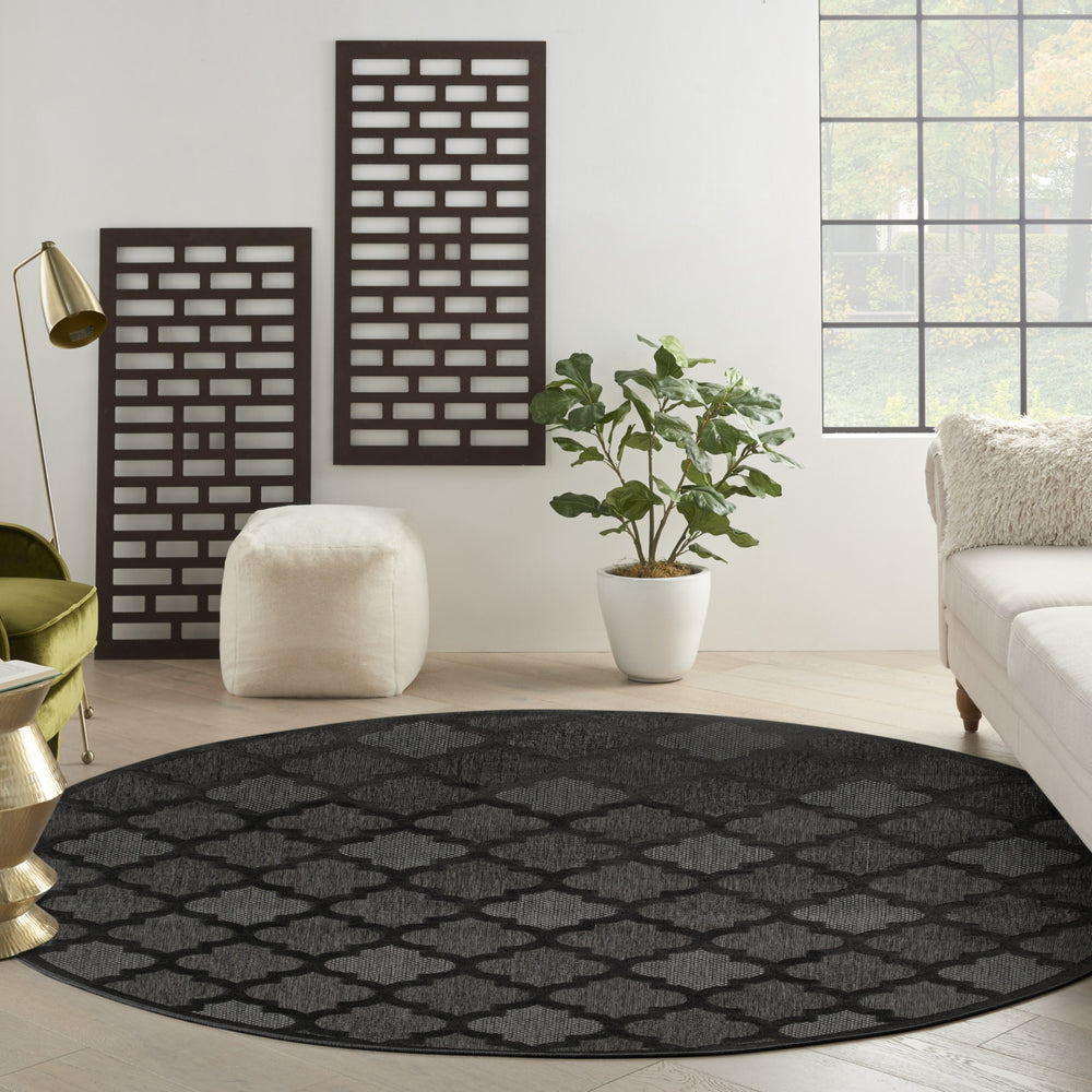 Nourison Easy Care NES01 Charcoal Black Area Rug Room Image Feature