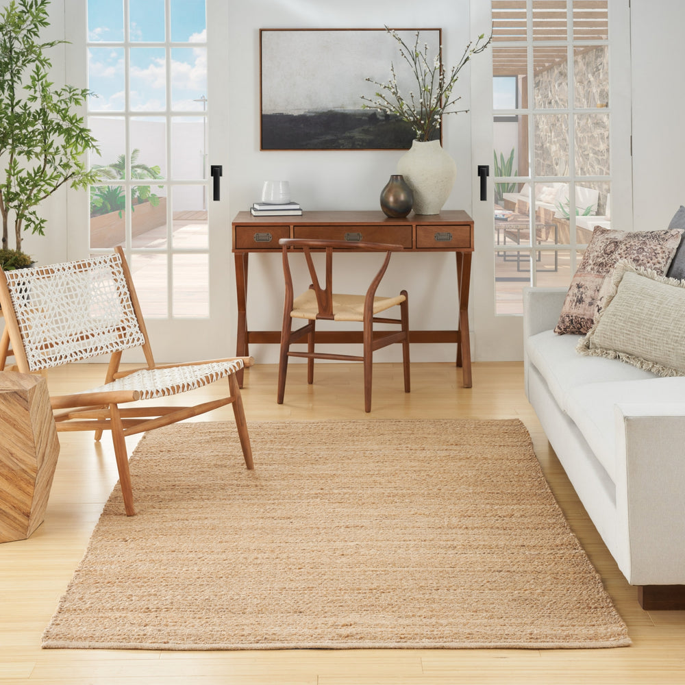 Nourison Natural Jute NJT01 Bleached Area Rug Room Image Feature
