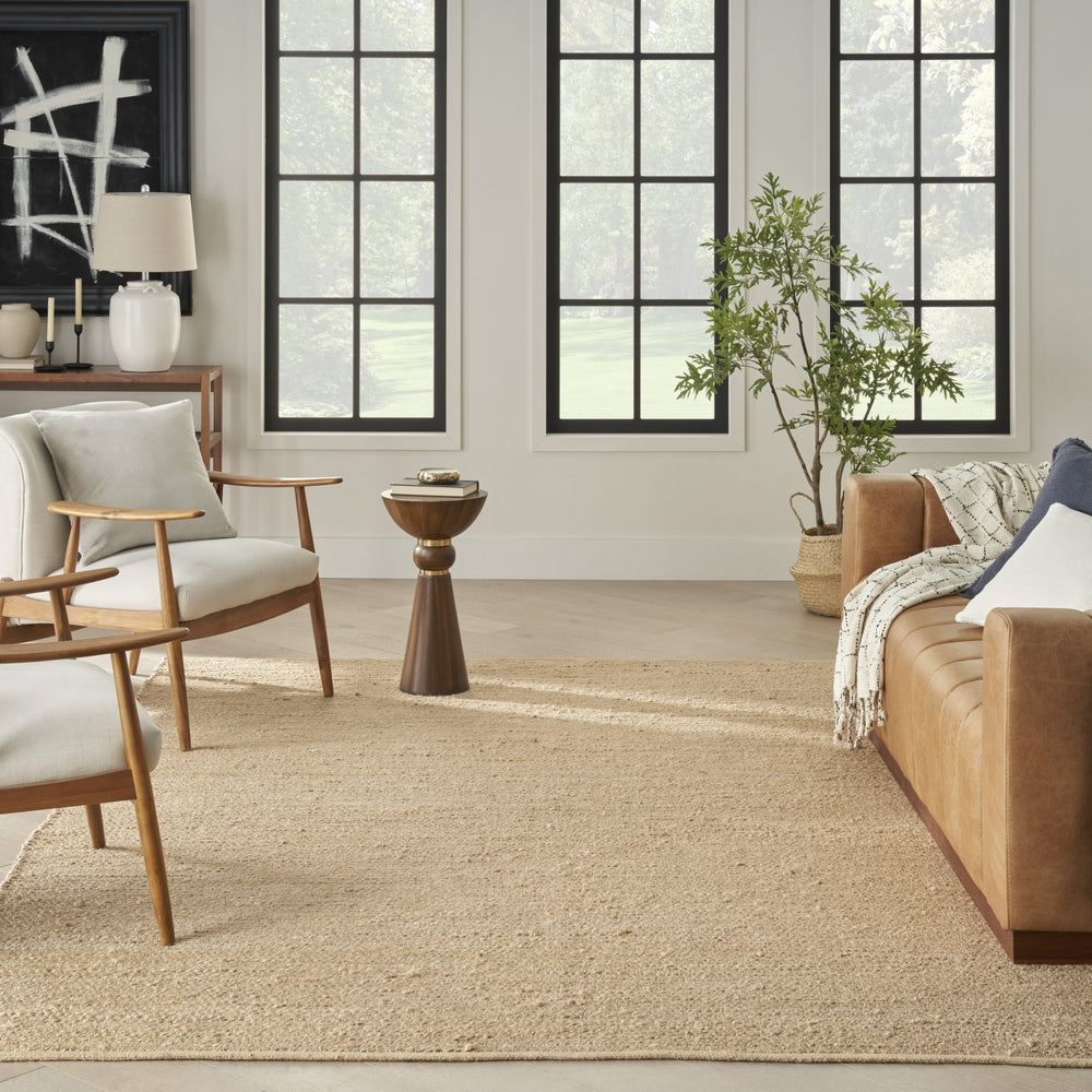 Nourison Natural Jute NJT01 Bleached Area Rug Room Image Feature