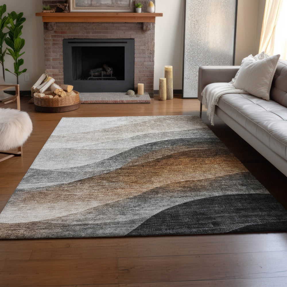 Dalyn Neo NO1 Khaki Machine Washable Area Rug Lifestyle Image Feature