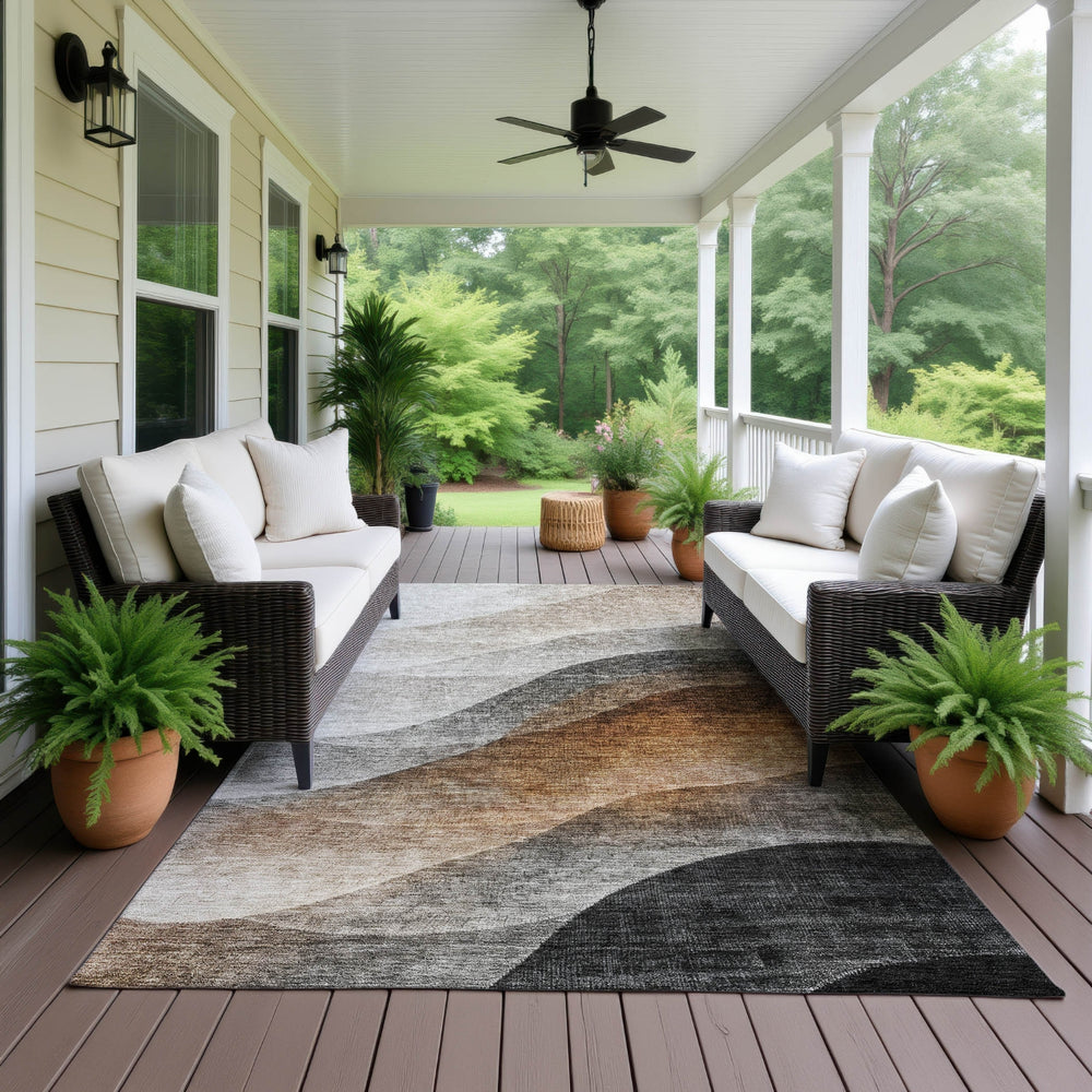 Dalyn Neo NO1 Khaki Machine Washable Area Rug Outdoor Lifestyle Image Feature