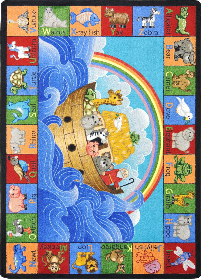 Joy Carpets Kid Essentials Noah's Alphabet Animals Multi Area Rug