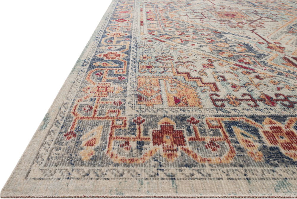 Loloi II Nour NU-03 Blue/Fiesta Area Rug Corner Image Feature