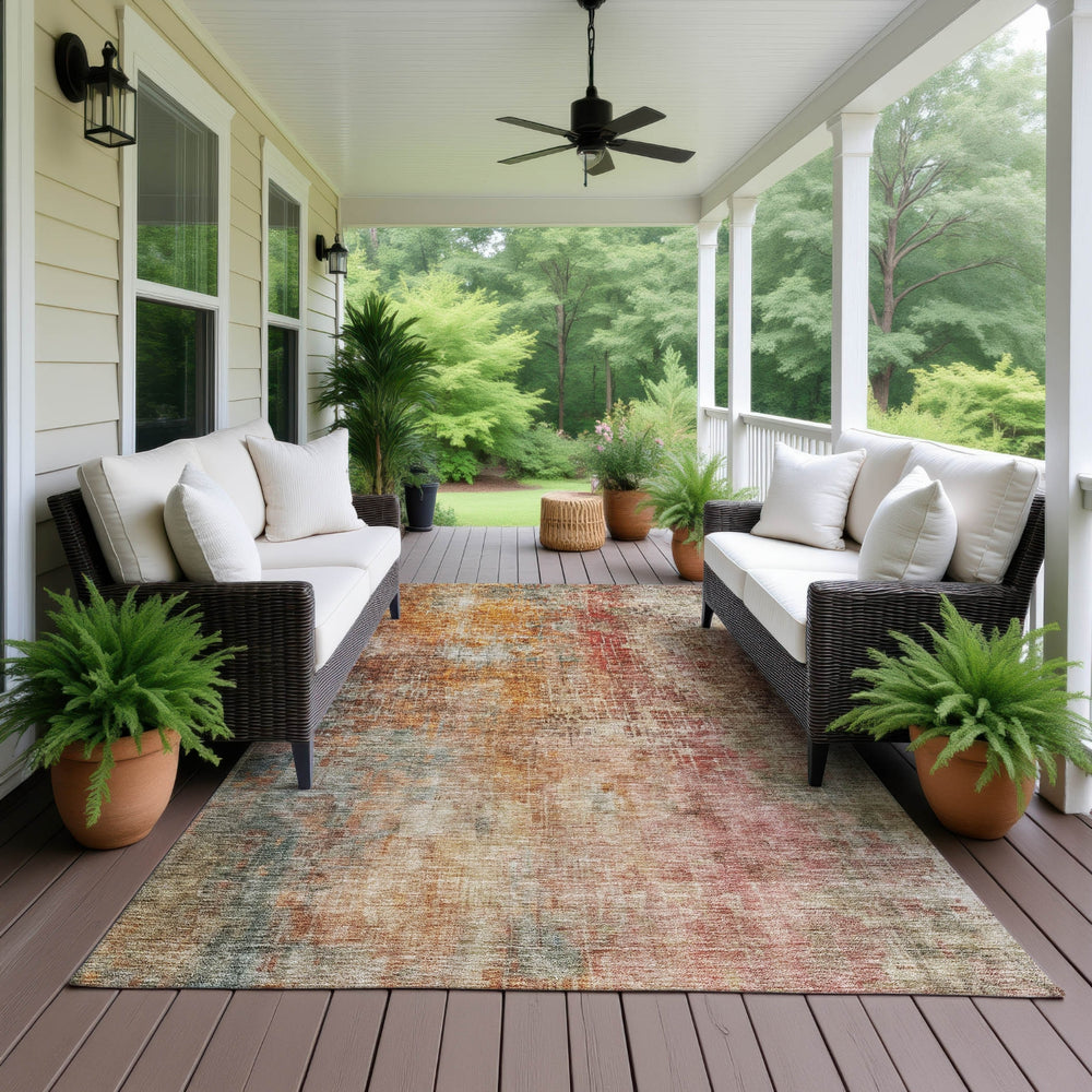 Dalyn Nouveau NV21 Tan Machine Washable Area Rug Outdoor Lifestyle Image Feature