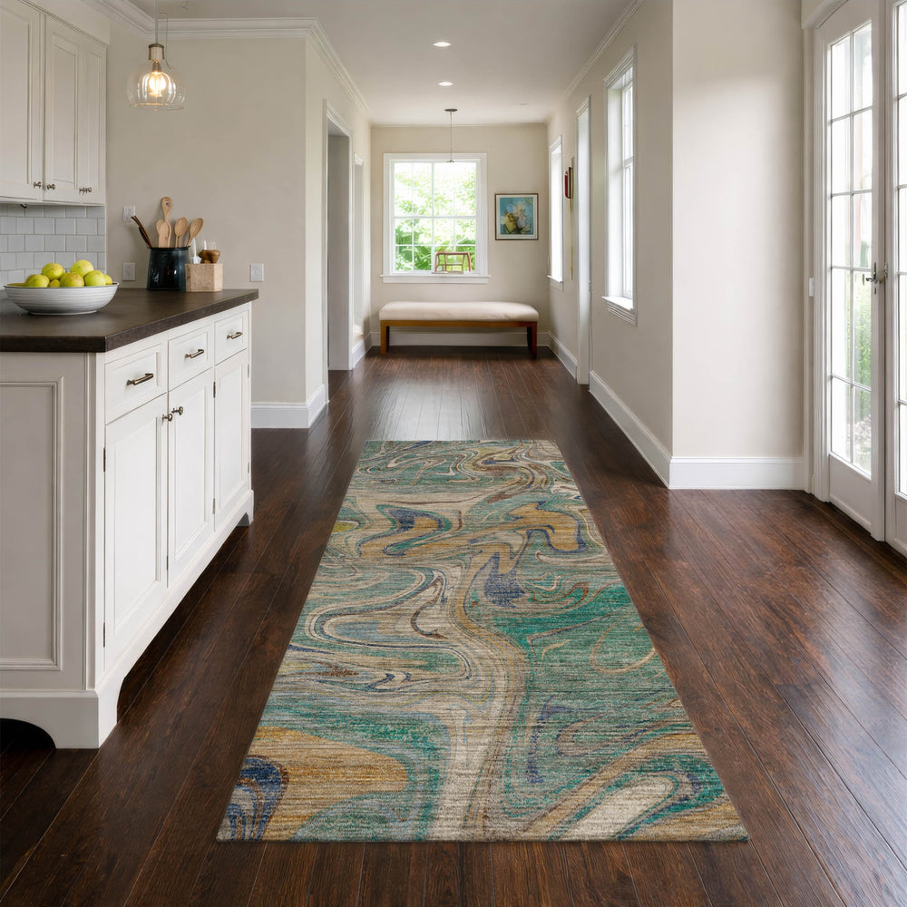 Dalyn Nexus NX6 Teal Area Rug Runner Lifestyle Image Feature