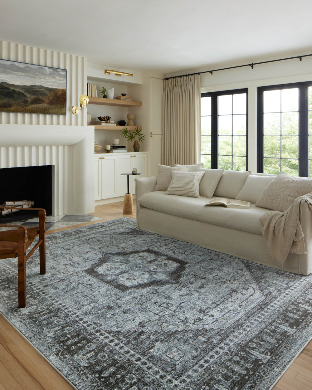 Loloi Odette ODT-08 Sky/Charcoal Area Rug Lifestyle Image Feature