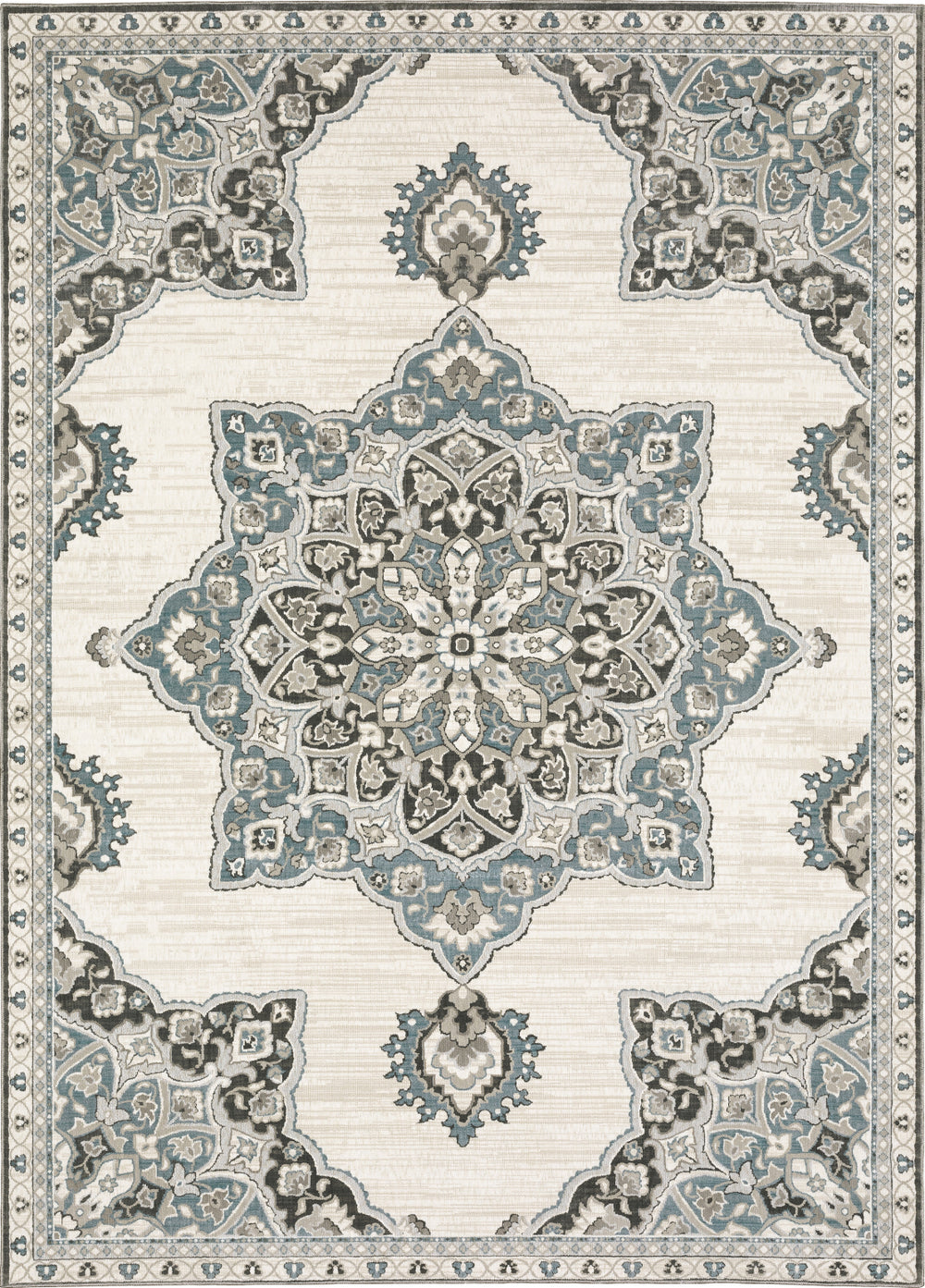 Oriental Weavers Ellington ELL01 Ivory/Blue Area Rug