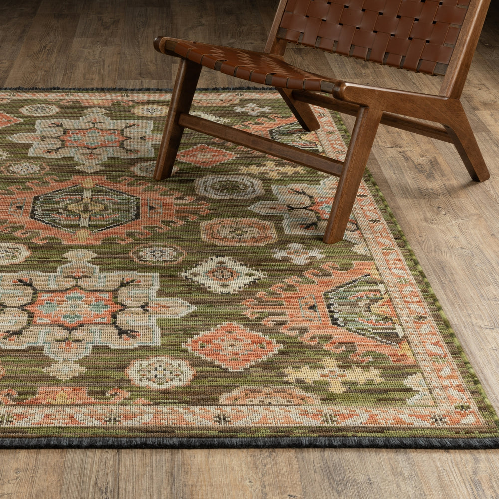 Oriental Weavers Legacy LGY02 Green / Rust Area Rug Lifestyle Image Feature