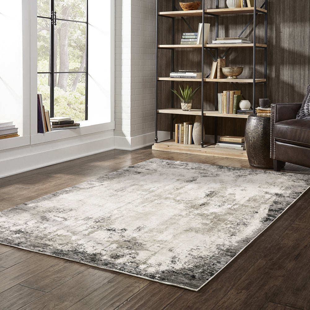 Oriental Weavers Nebulous 7151E Grey/Ivory Area Rug Lifestyle Image Feature