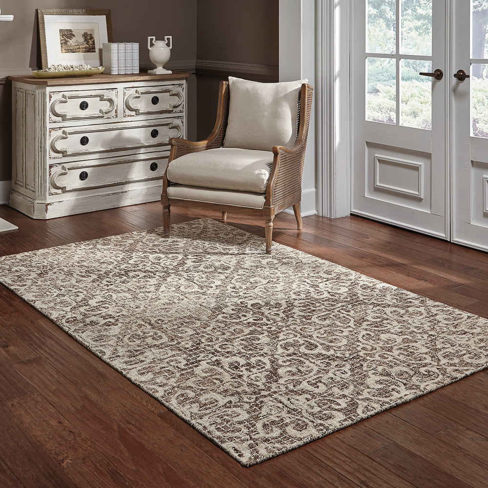 Oriental Weavers Tallavera 55607 Brown Ivory Area Rug Lifestyle Image Feature