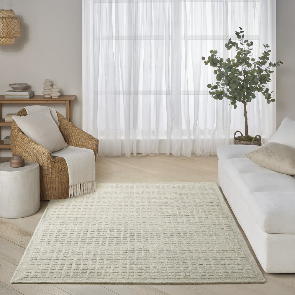 Nourison Pure Grids PGR01 Light Blue Area Rug by DKNY Room Image Feature