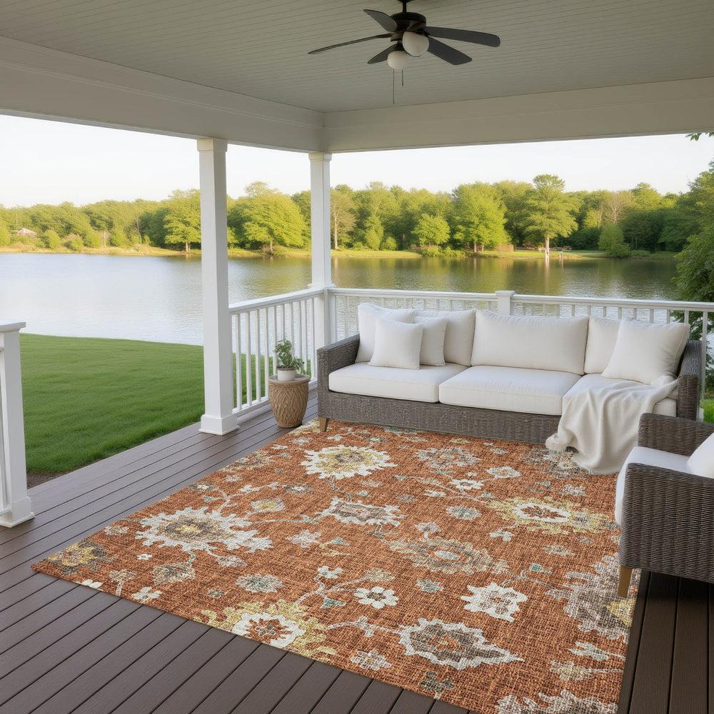Dalyn Portico PO6 Paprika Machine Washable Area Rug Outdoor Lifestyle Image Feature