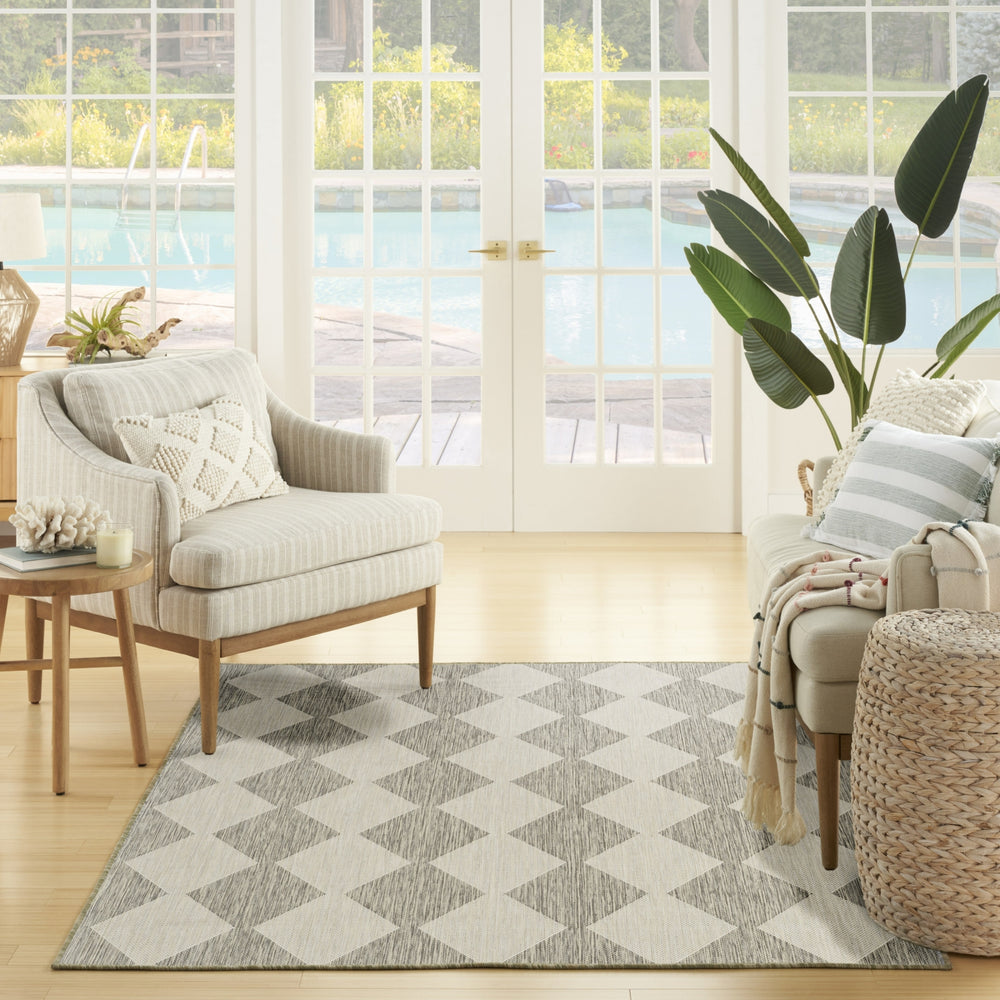 Nourison Positano POS04 Light Grey Area Rug Room Image Feature