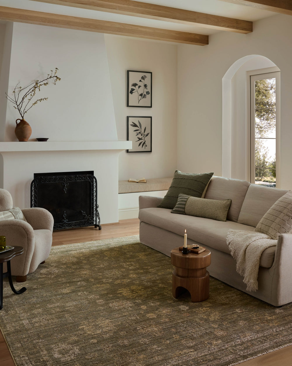 Loloi Priscilla PRL-02 Olive/Sand Area Rug Lifestyle Image Feature