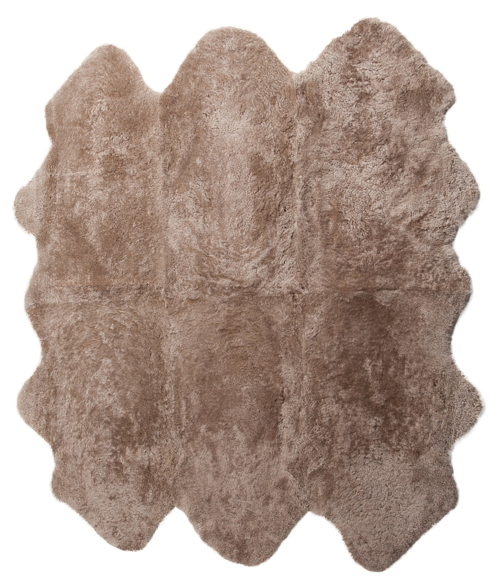 Auskin Short Wool Curly Sheepskin Premium Taupe Area Rug