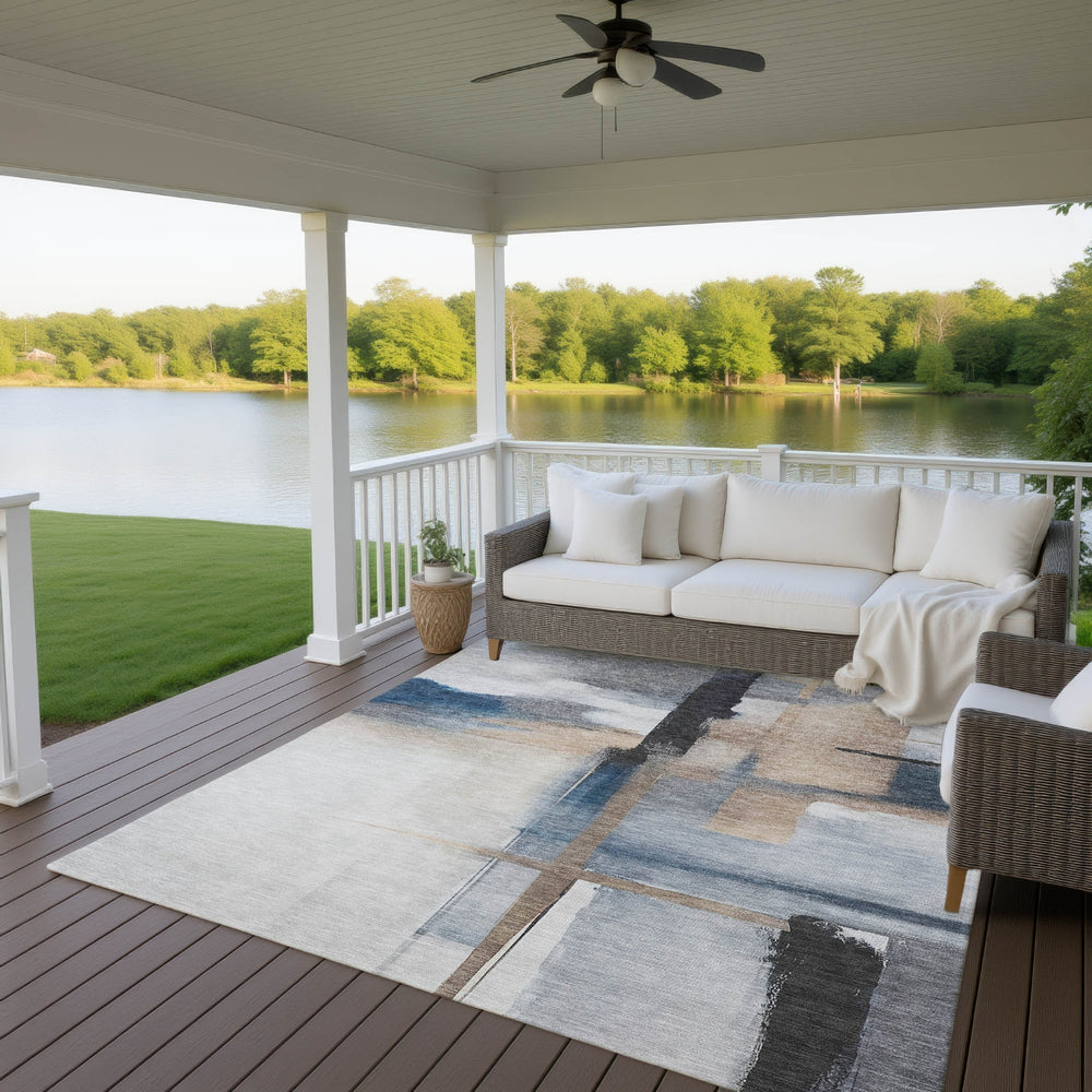 Dalyn Ravenna RN9 Blue Machine Washable Area Rug Outdoor Lifestyle Image Feature
