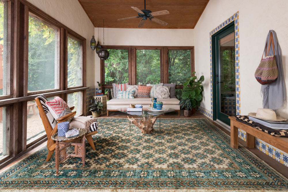 Loloi Nomad NM-01 Beige / Ocean Area Rug Roomscene Feature