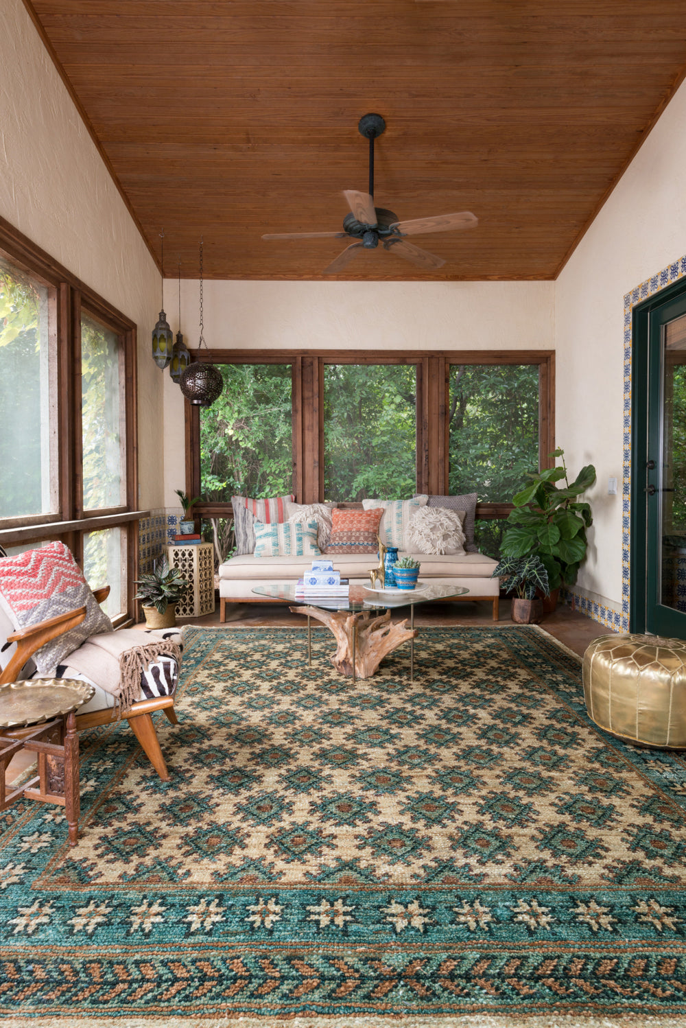 Loloi Nomad NM-01 Beige / Ocean Area Rug Roomscene Feature