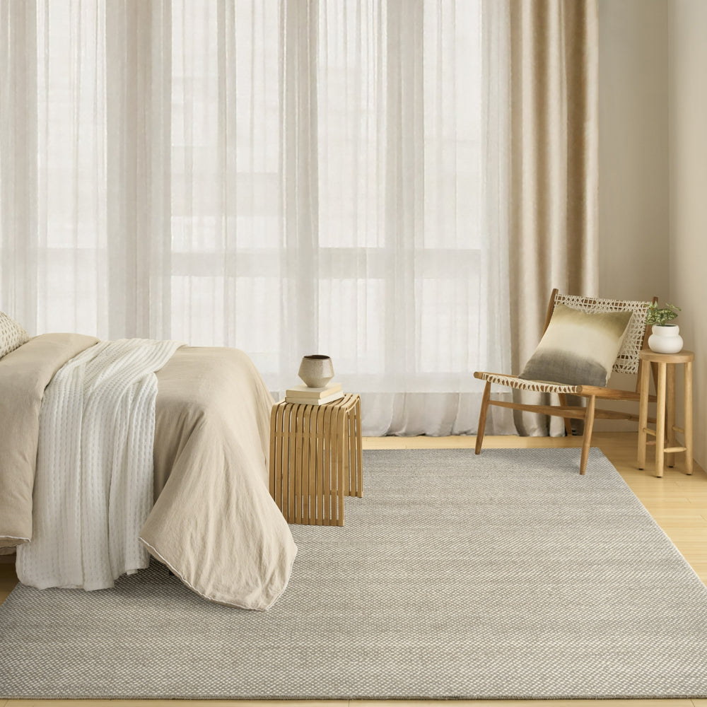 Nourison Pure Rows ROW01 Ivory Grey Area Rug by DKNY Room Image Feature