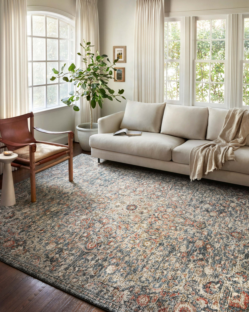 Loloi Saban SAB-02 Blue/Spice Area Rug Lifestyle Image Feature