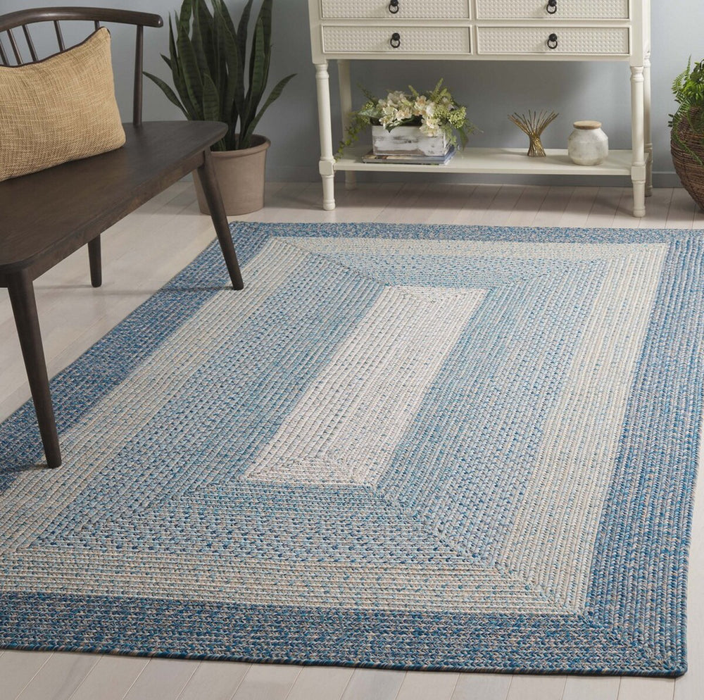 Safavieh Braided BRD318M Blue / Aqua Machine Washable Area Rug Room Scene Feature