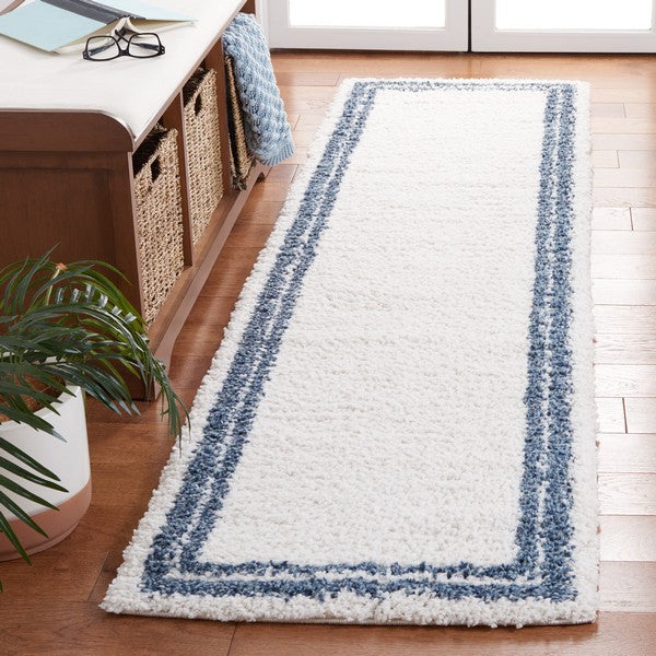 Safavieh Calico Shag CLC100 Ivory / Blue Area Rug Room Scene Feature