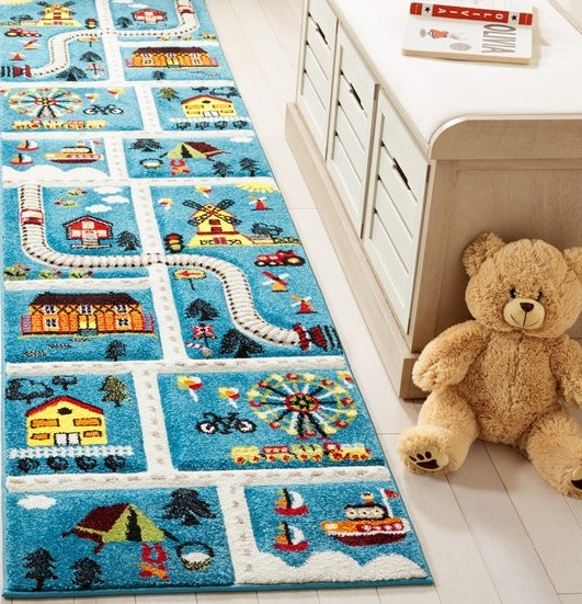 Safavieh Carousel Kids CRK197M Blue / Beige Area Rug Room Scene Feature