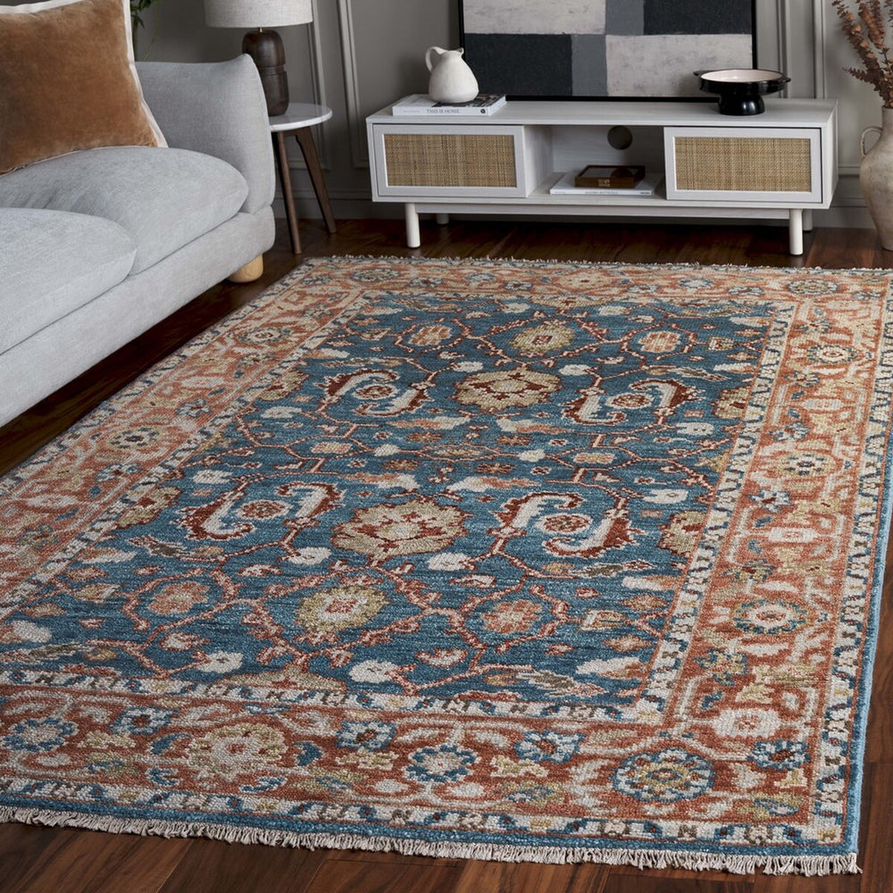 Safavieh Samarkand SRK128K Turquoise / Rust Area Rug Room Scene Feature