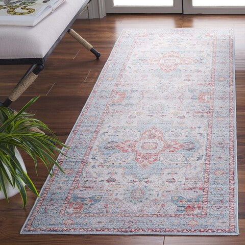 Safavieh Tucson TSN913 Turquoise / Rust Machine Washable Area Rug Room Scene Feature