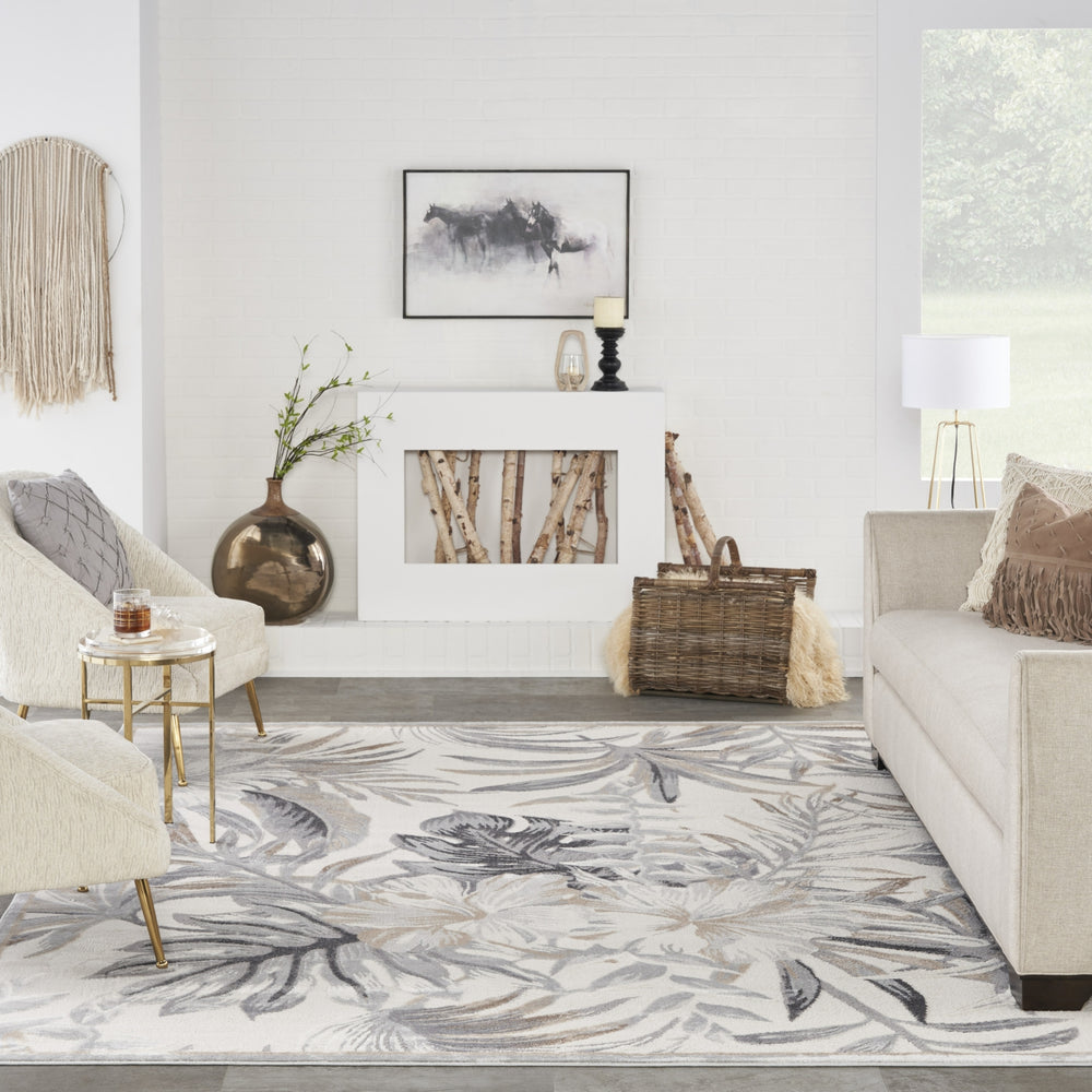 Nourison Seaside SDS02 Ivory/Grey Area Rug by Home Room Image Feature