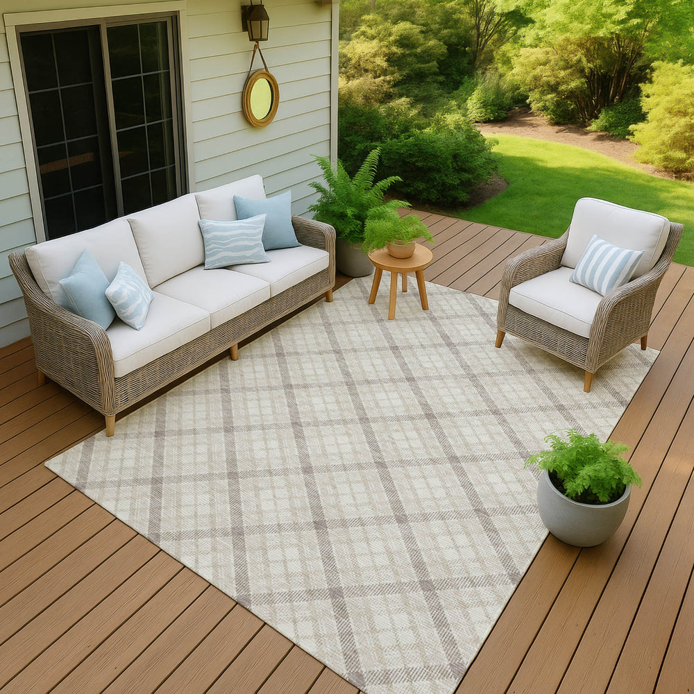 Dalyn Soft Essentials SE3 Linen Machine Washable Area Rug Outdoor Lifestyle Image Feature