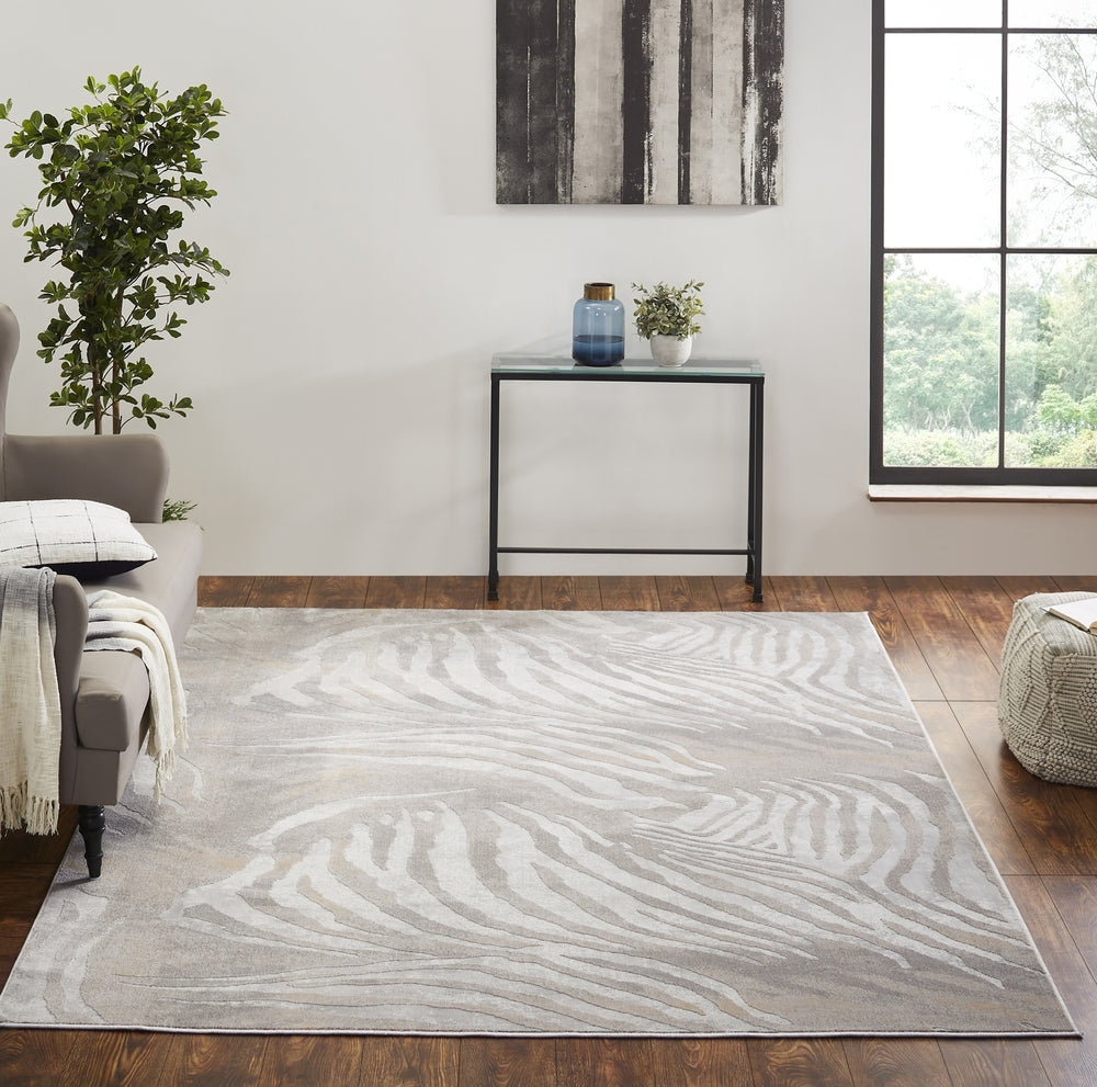 N Natori Serengeti SG-631 Neutral Zebra Area Rug Lifestyle Image Feature