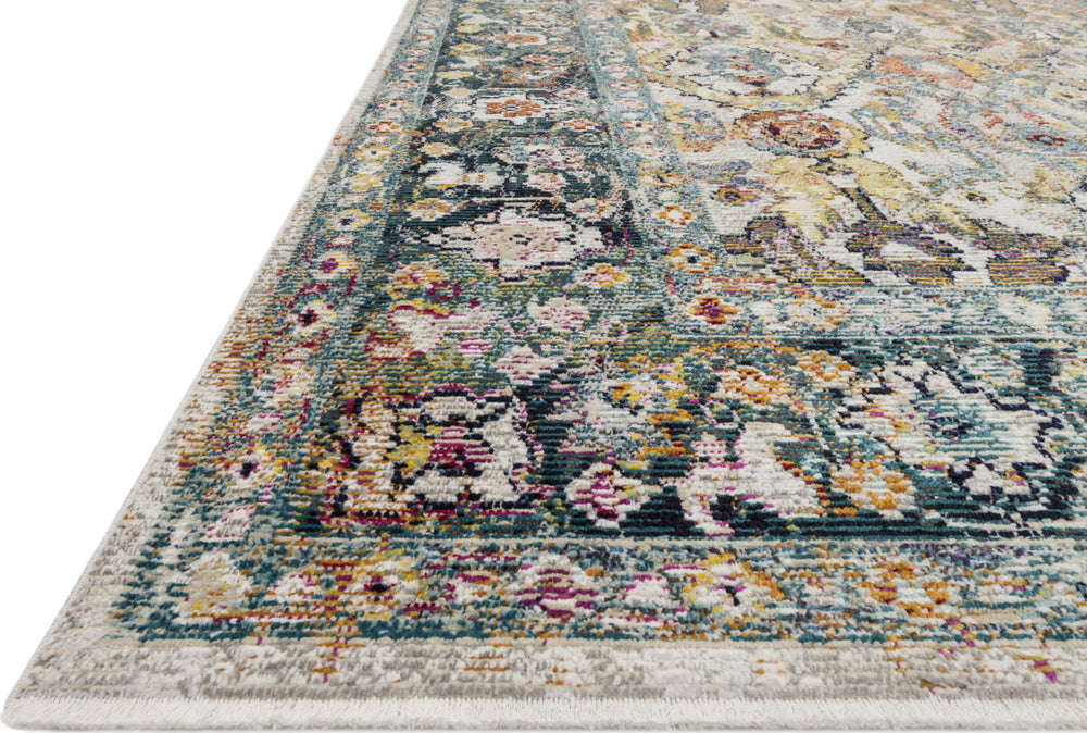Loloi Silvia SIL-01 Stone/Teal Area Rug by Justina Blakeney Corner Shot Feature