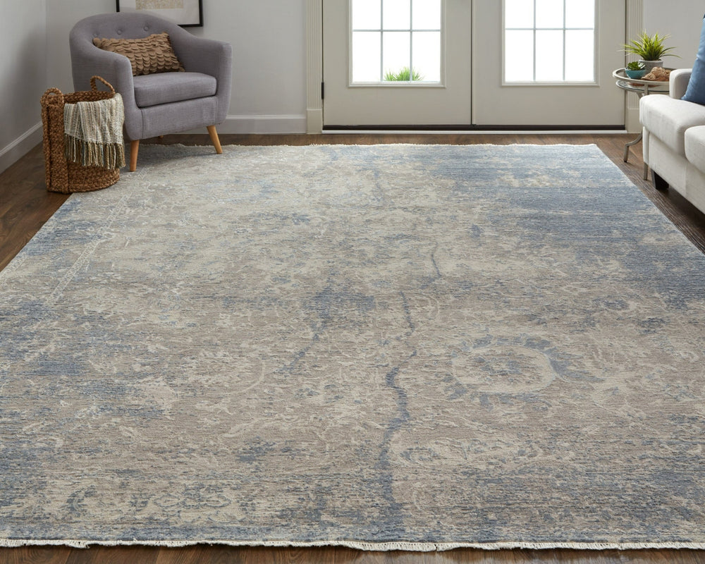 Havila Fine Rugs Locarno S1018 Gray/Blue Area Rug Lifestyle Image Feature