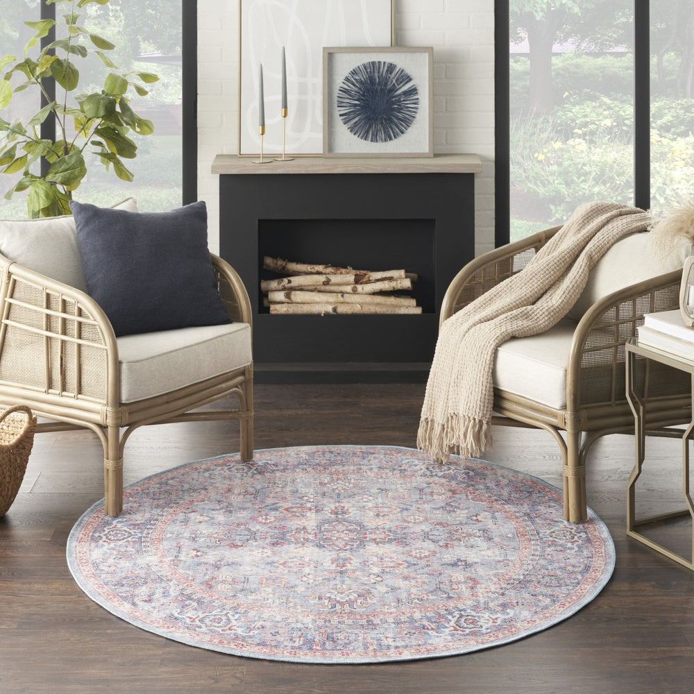 Nourison Machine Washable Series 1 SR104 Blue Multicolor Area Rug by Nicole Curtis Room Image Feature