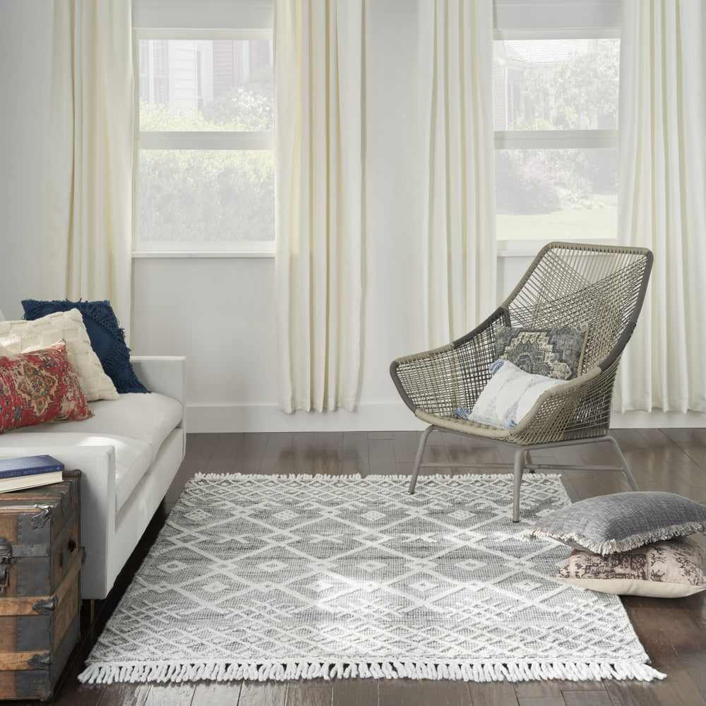Nourison Machine Washable Series 3 SR302 Grey/Ivory Area Rug by Nicole Curtis Room Image Feature