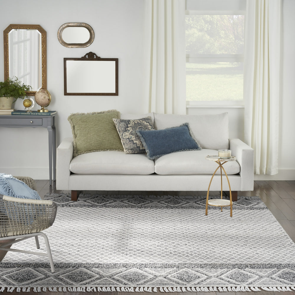Nourison Machine Washable Series 3 SR303 Grey/Ivory Area Rug by Nicole Curtis Room Image Feature
