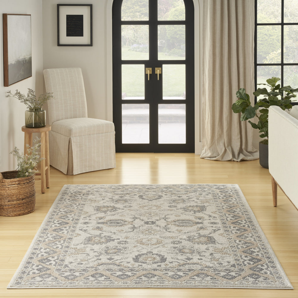 Nourison Series 4 SR401 Cream Grey Area Rug by Nicole Curtis Room Image Feature