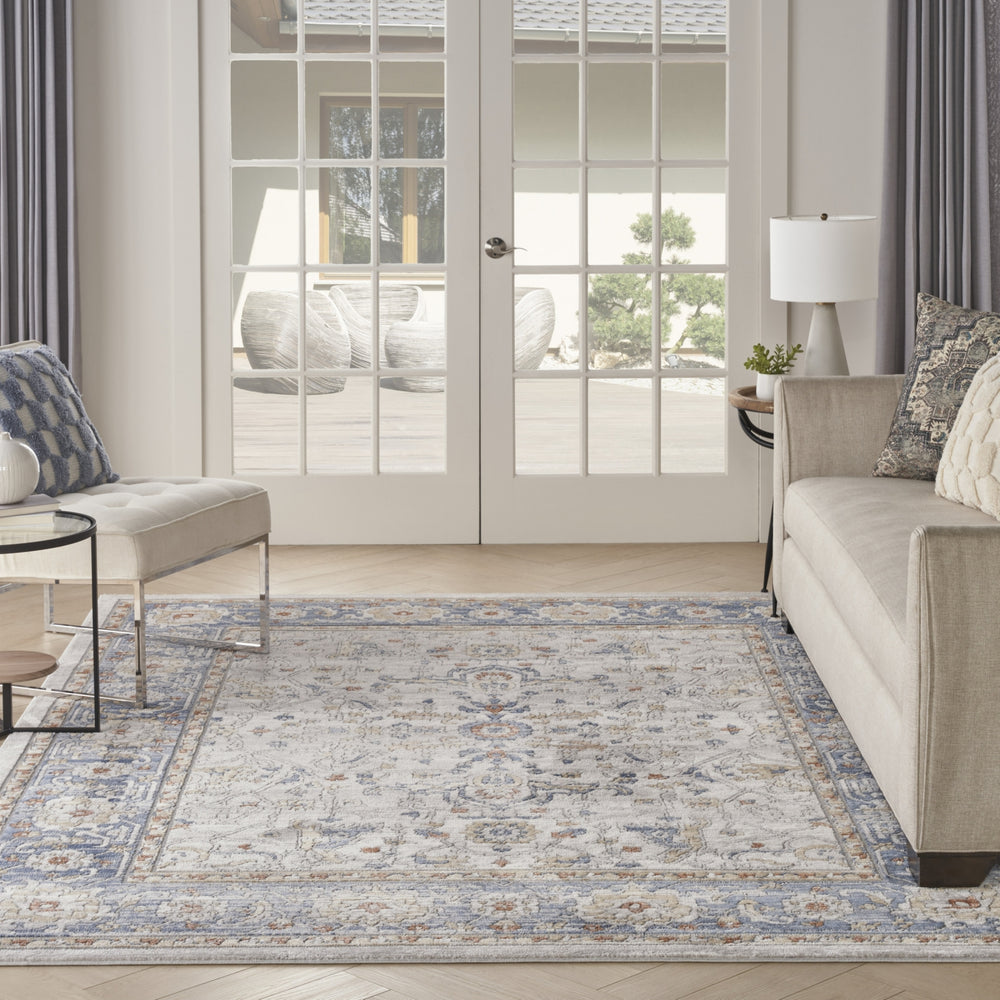 Nourison Series 4 SR402 Cream Blue Area Rug Room Image Feature