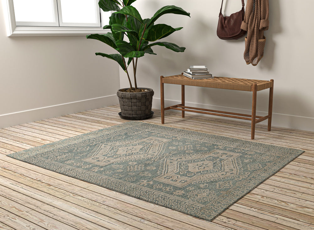 Bashian Telluride T144-TEL501 Teal Area Rug Lifestyle Image Feature