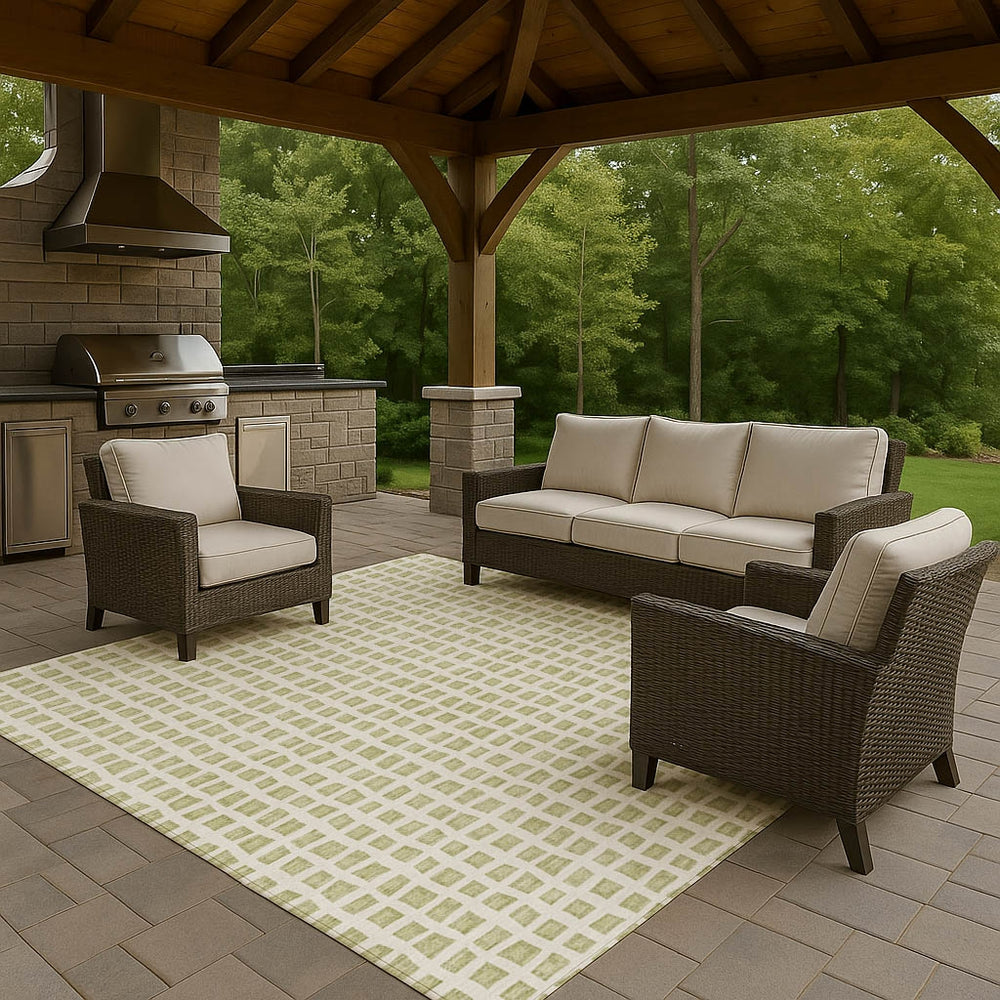 Dalyn The Reserve TR4 Aloe Machine Washable Area Rug Outdoor Lifestyle Image Feature