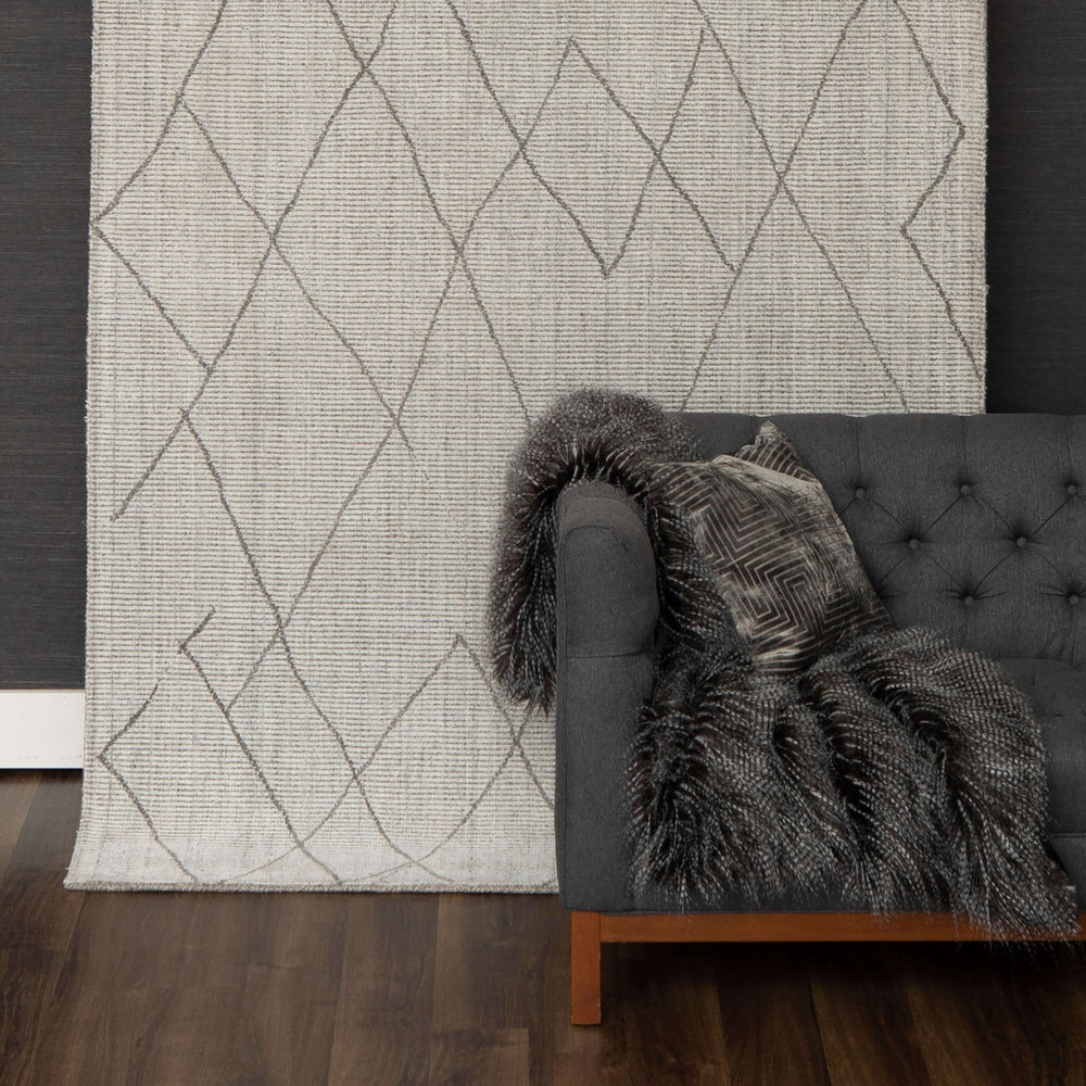 Karastan Tangier Tribal Diamond Silver Area Rug Room Scene Image Feature