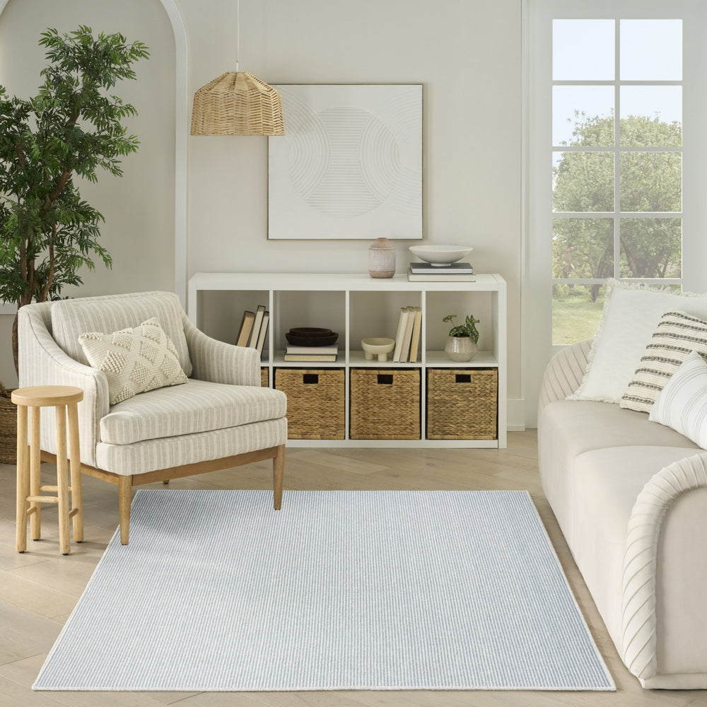 Nourison Textured Home TXH01 Ivory Blue Area Rug Room Image Feature